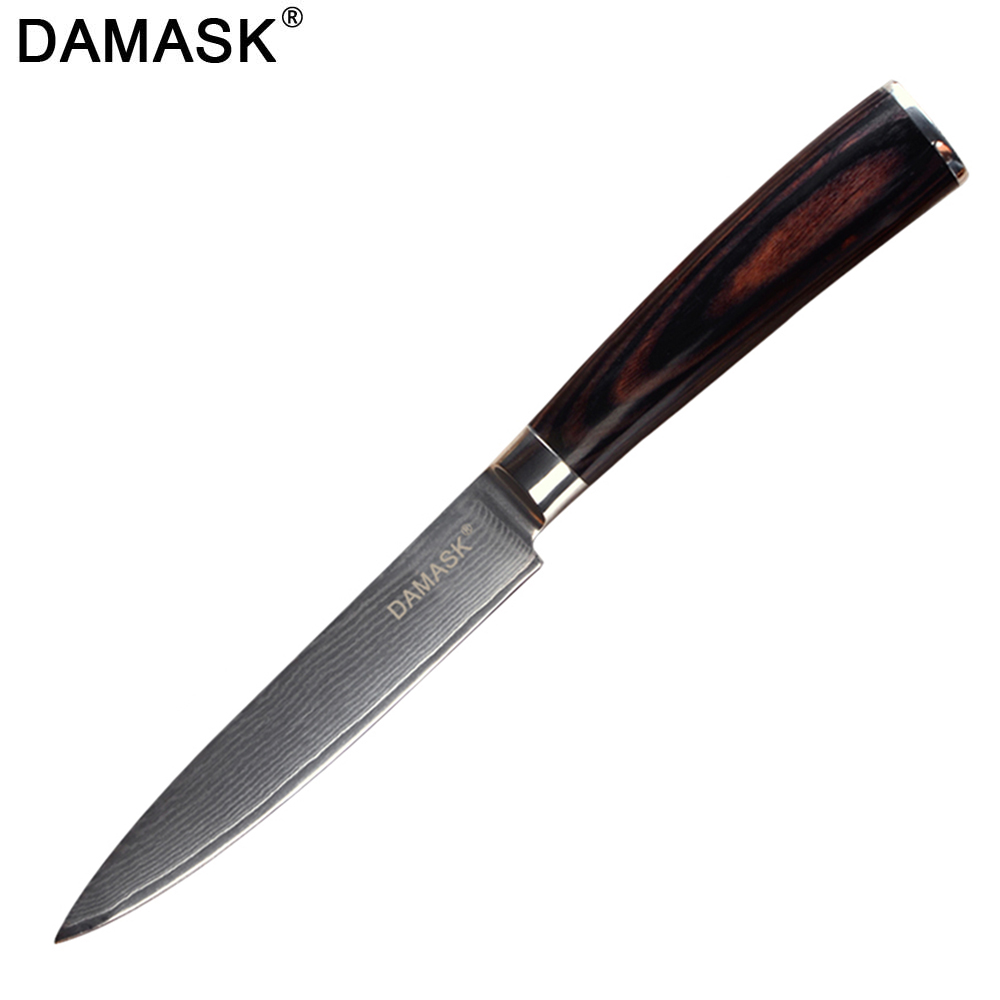 Damask couteaux de cuisine en acier | VG10 de supérieure, damas manche G10 utilitaire de parage, Santoku hachage couteaux de cuisine, Chef: 5 Utility Knife