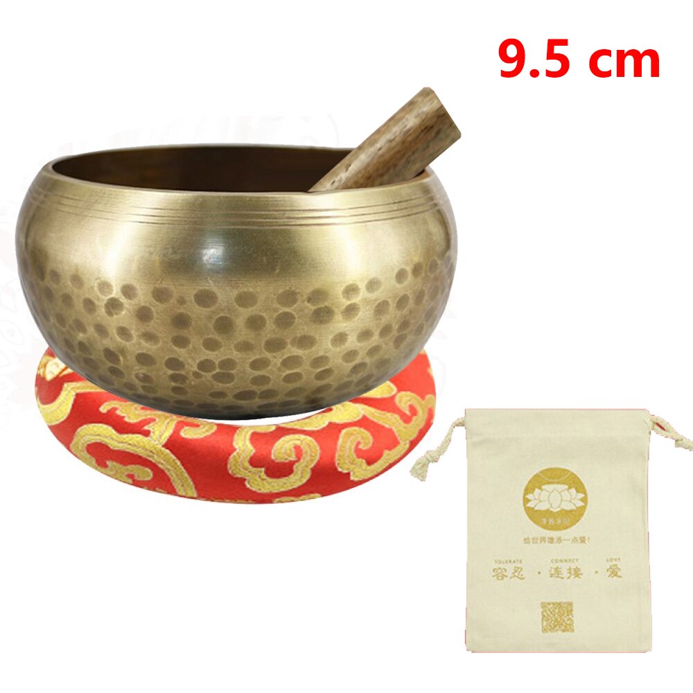 Tibetan Singing Bowl Set Buddha Sound Bowl Nepal Handmade Meditation Chanting Bowl for Healing and Mindfulness: 9.5cm