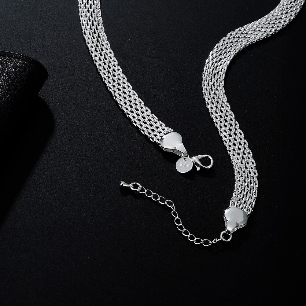 Jewelrytop Fijne 925 Zilveren 1Cm Breedte Netto Ketting Ketting Voor Vrouwen Sieraden Wedding Engagement