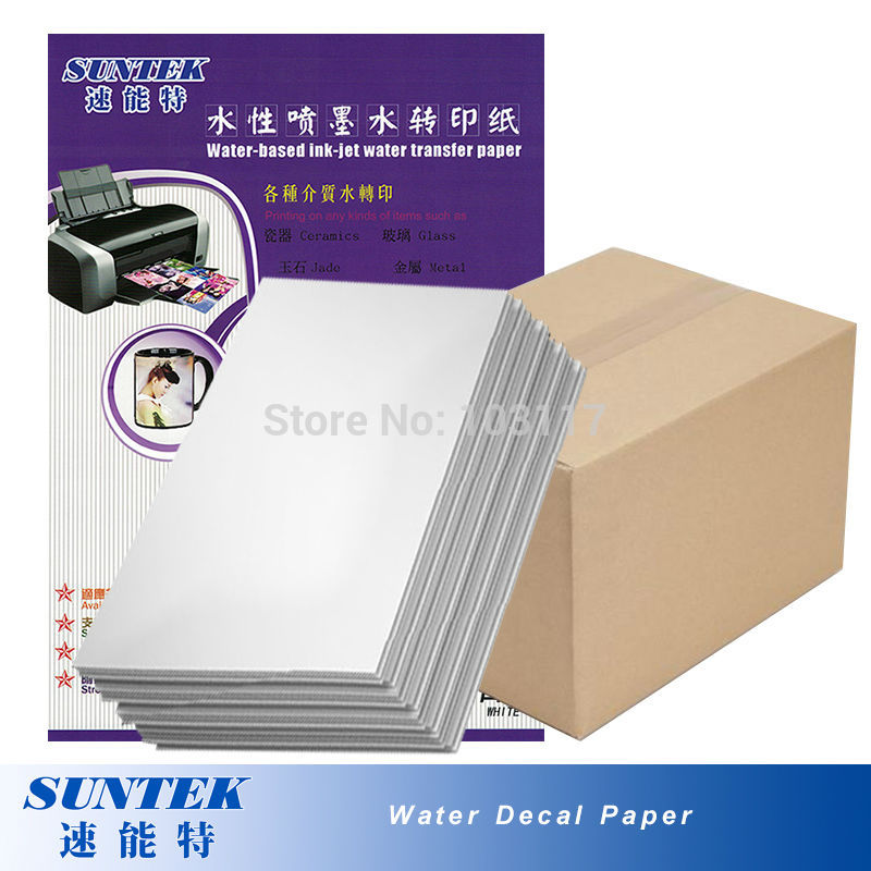 (20pcs/lot) Inkjet Water Slide Decal Paper with White Dark Color Water Transfer Paper for Glass