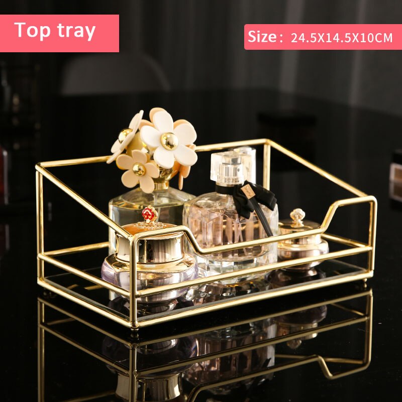 Roterende Cosmetische Plank Parfum Rack Gratis Combinatie Desktop Storage Huidverzorgingsproducten Organizer: top tray