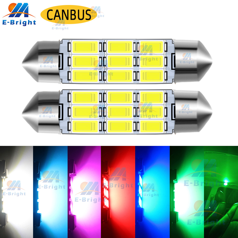 Bombilla de festón LED para coche, luz de lectura Canbus 5630 6 9 SMD, 12V, 31mm, 36mm, 39mm, 41mm, compartimento de equipaje, blanco, rojo, azul hielo, rosa, 2 uds.