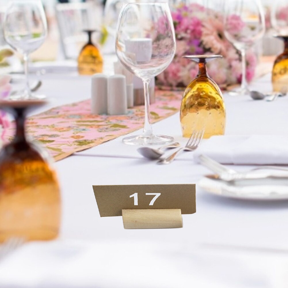 20 stk / sæt bordindretning håndværk rustik kontorbillede note træ memo holder hjem bryllupsfest restaurant arrangør fotoklipskilt