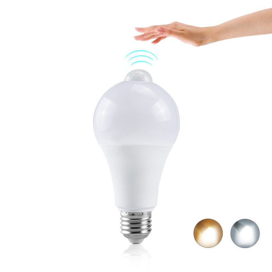 12/15/18/20w e27 led-rörelsesensorlampa led-lampa pir-sensorlampa automatisk på/av nattlampa för parkeringsbelysning i hemmet  ac85v-265v
