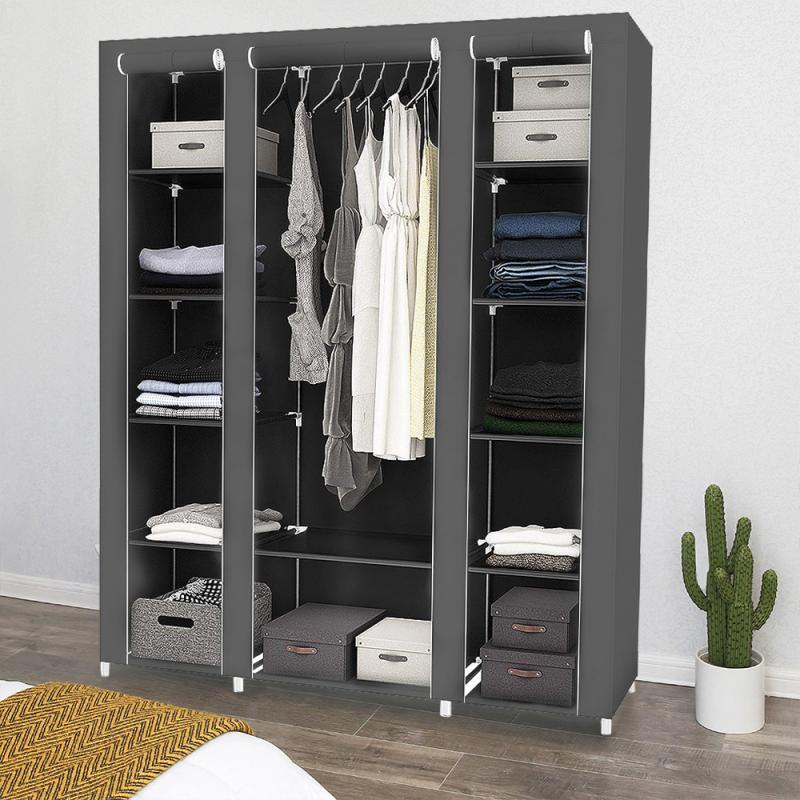 Moderne Non-woven Rits Stijl Doek Kledingkast Opbergkast Vouwen Driedeurs Individuele Kast Slaapkamer Meubels Hwc: 02