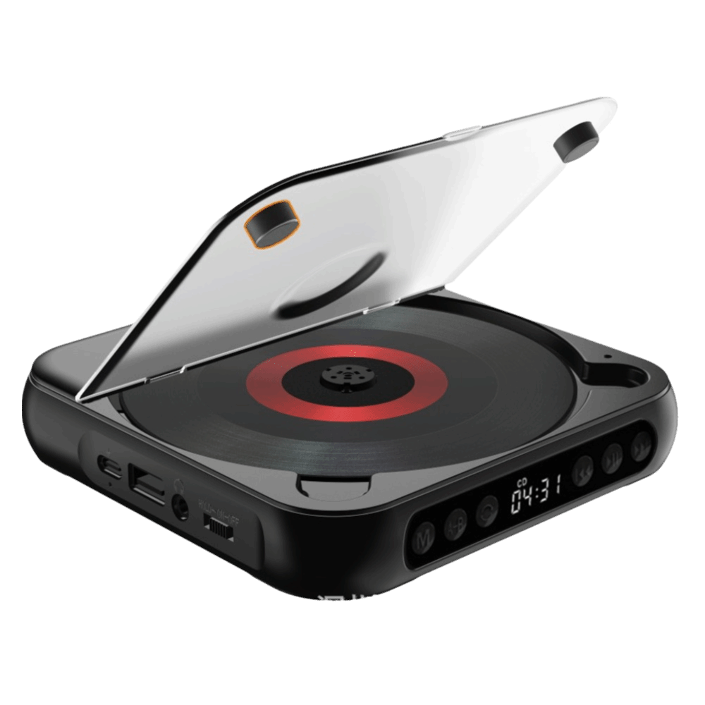 Dustproof Cover CD Player A-B Repeat Timer LED Screen Portable Music Player External Playback FM Radio Bluetooth Music Player: Grey