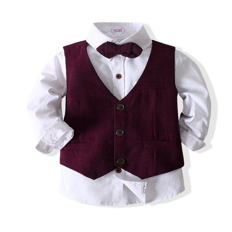 Zestawy ubrań dla chłopców dżentelmen ubrania dla dzieci zestaw wesele chłopców ubrania 3 sztuk/zestaw koszula + kamizelka + spodnie chłopcy formalna odzież