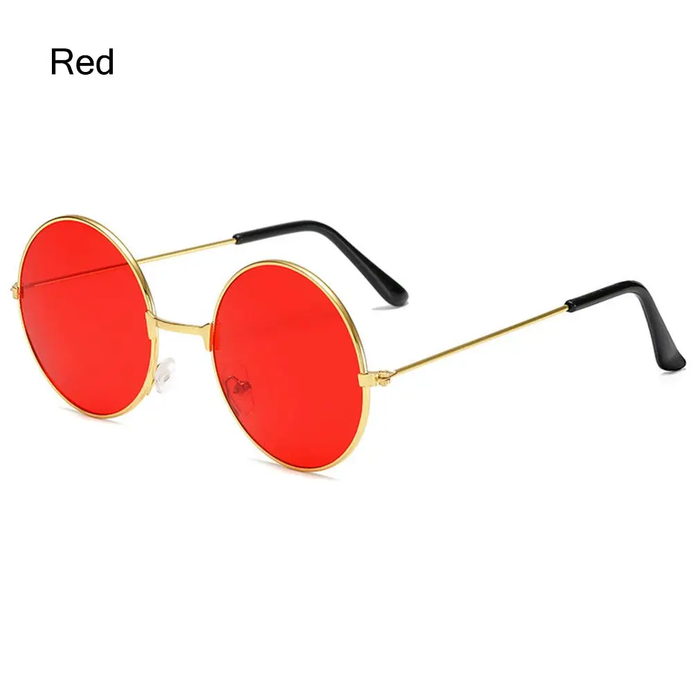 Gafas de sol redondas estilo Hippie para hombre y mujer, lentes de sol circulares de Metal, estilo Retro, a la , para Disco, 2022: Negro