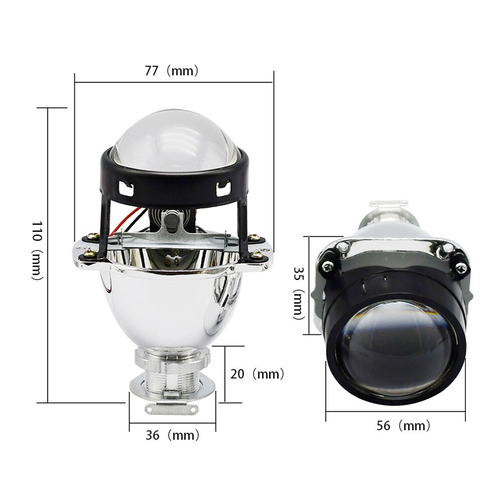 2.0 inch Moto h1 Car Bixenon Projector Lens with Dual LED Shrouds Mask H4 H7 hid xenon kit headlight modify