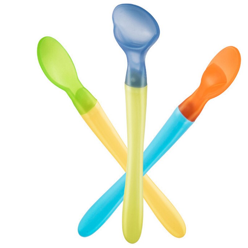 3Pcs Safe Soft Silicone Baby Spoons Feeding Dishes Tableware for children Flatware Cutlery Baby Feeding Spoon Set