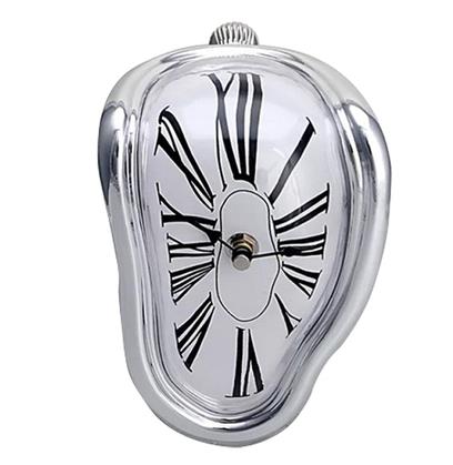 Surreal Melted Twisted Wall Clock Salvador Dali Styled Clock Amazing Home Decor: Silver
