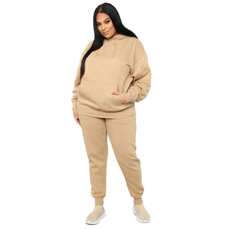 Women's Autumn Winter Leisure Solid Color Thickened Sweater Women's Suit Pants Set Long Sleeve Sport Suit