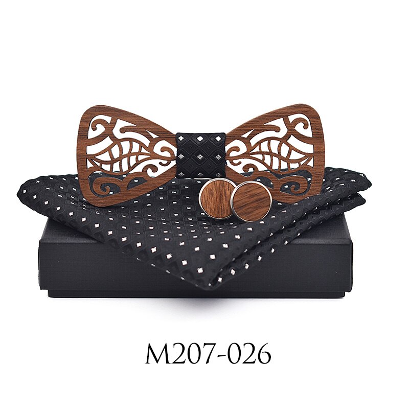 Nueva decoración de madera, corbata, gemelos, conjunto de vestido de , caballero, pajarita de madera, conjunto de , Corbatas Para Hombre, mariposa: M207-026