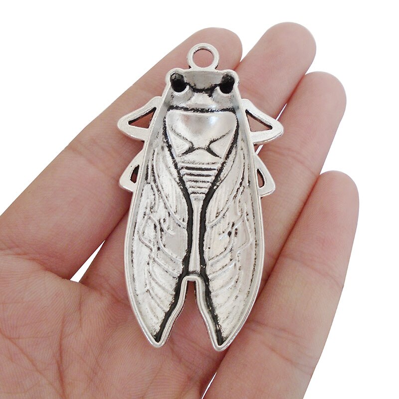 3 x Große Zikade Reize Anhänger Insekt Für Halskette Schmuck, sterben Entdeckungen 61x33mm