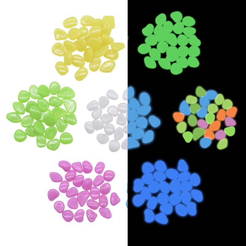 50Pcs Glow In The Dark Pebbles Glow Stones Rocks For Walkways Garden Path Patio Lawn Garden Yard Decoration Luminous Stones