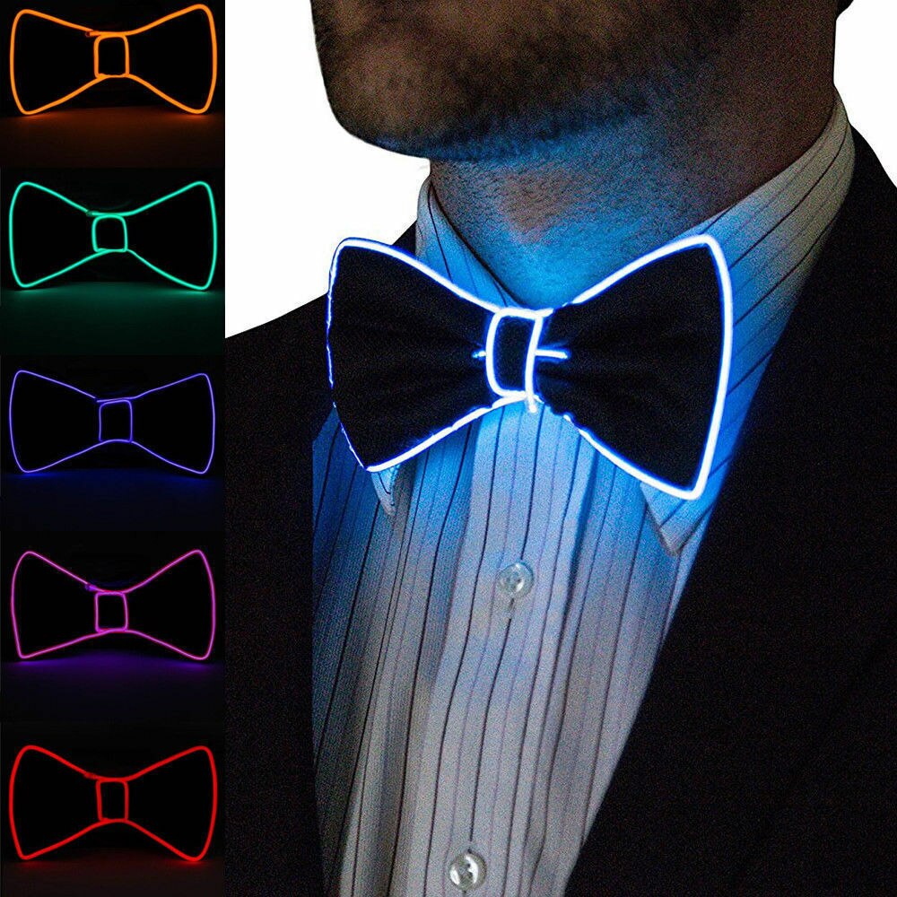 Cravate pour hommes en fil de fer | Nœud papillon lumineux clignotant pour fête en Club mariage