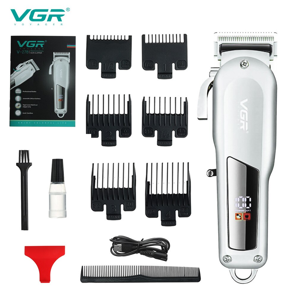 hair clipper hair Trimmer in Hair clippers for men electric trimmers LCD Display machine barber Hair cutter gold: V-278-silver