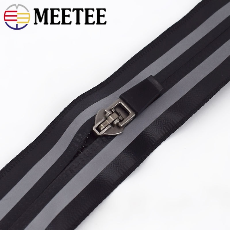 2M 5# Reflective Strip Waterproof Zipper Black White Nylon Zipper for Sewing Invisible Plasti Coil Zips Bags DIY Accessories
