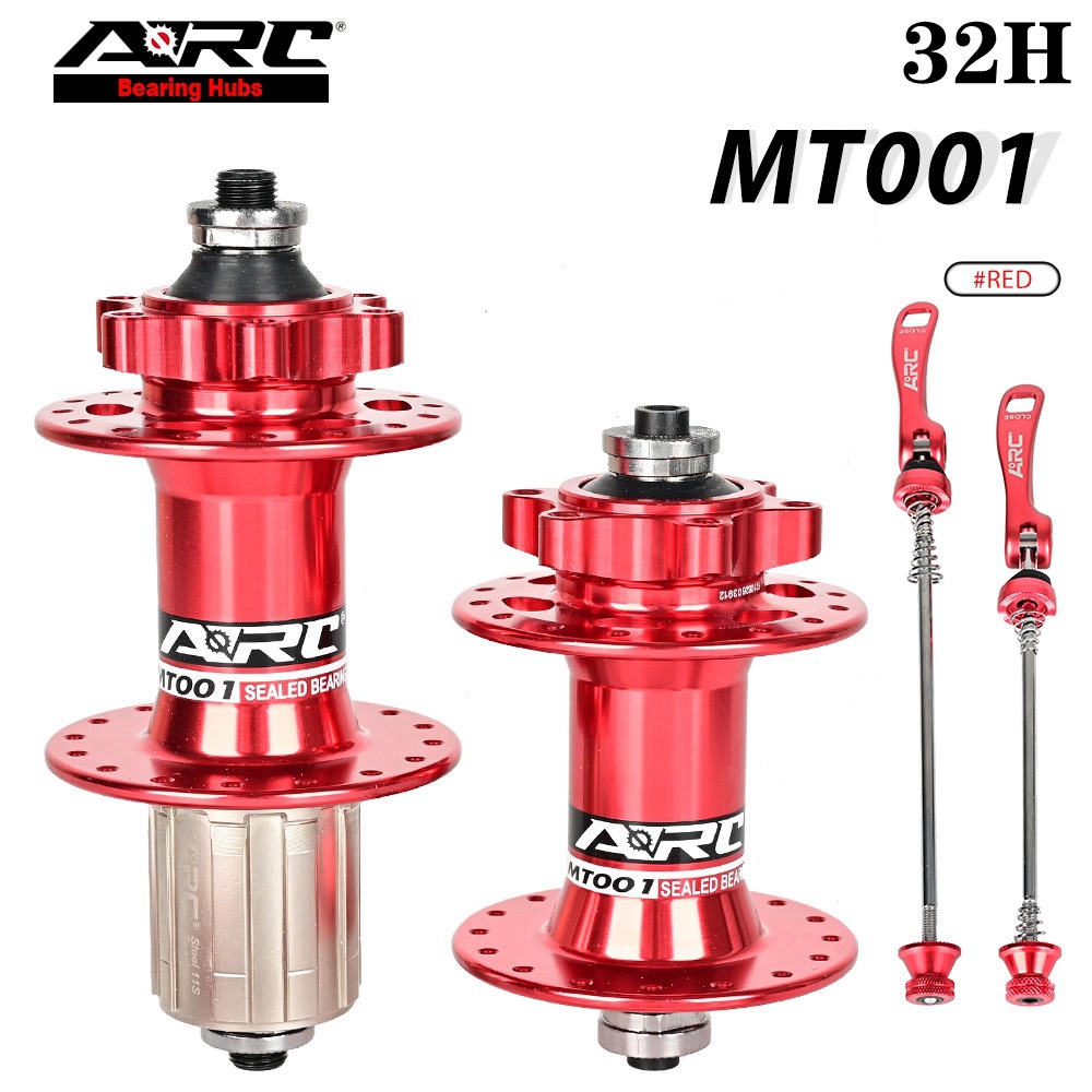 ARC Mountain Bike Hubs QR 90 Ring 32 36 Holes 8 9 10 11 12 Speed 100/135MM Aluminum Alloy MTB Bicycle Bearing Hub: Red 32H
