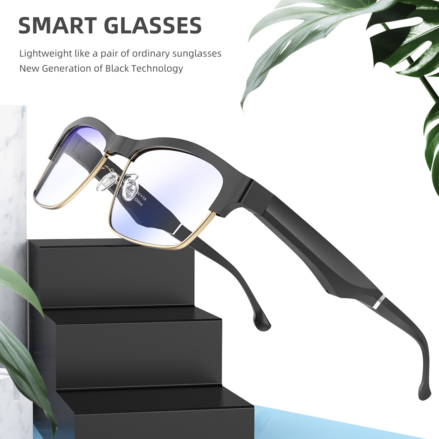 Gafas deportivas con micrófono y Bluetooth para escuchar música, con manos libres y luz azul, impermeables