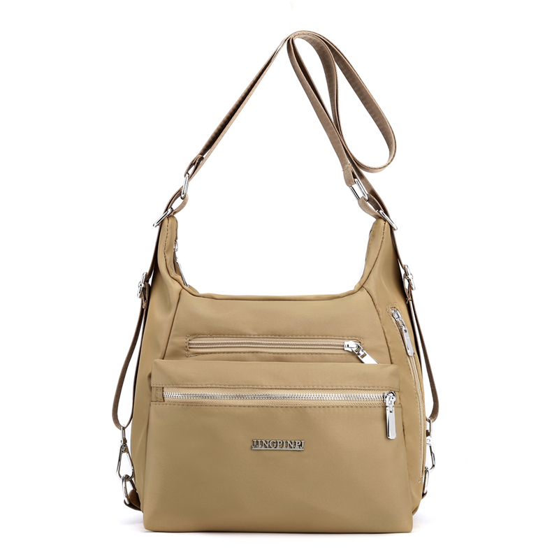 Frau Schulter Tasche Nylon Wasserdichte Multi-tasche Umhängetasche Solide Reißverschluss Multifunktionale Reise Handtasche Geldbörsen: khaki