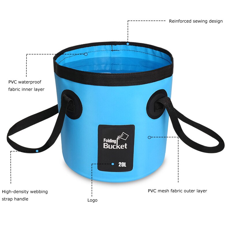 YOUGLE Folding Collapsible Water Storage Bucket Water Container Washbasin For Fishing Camping Hiking 20L