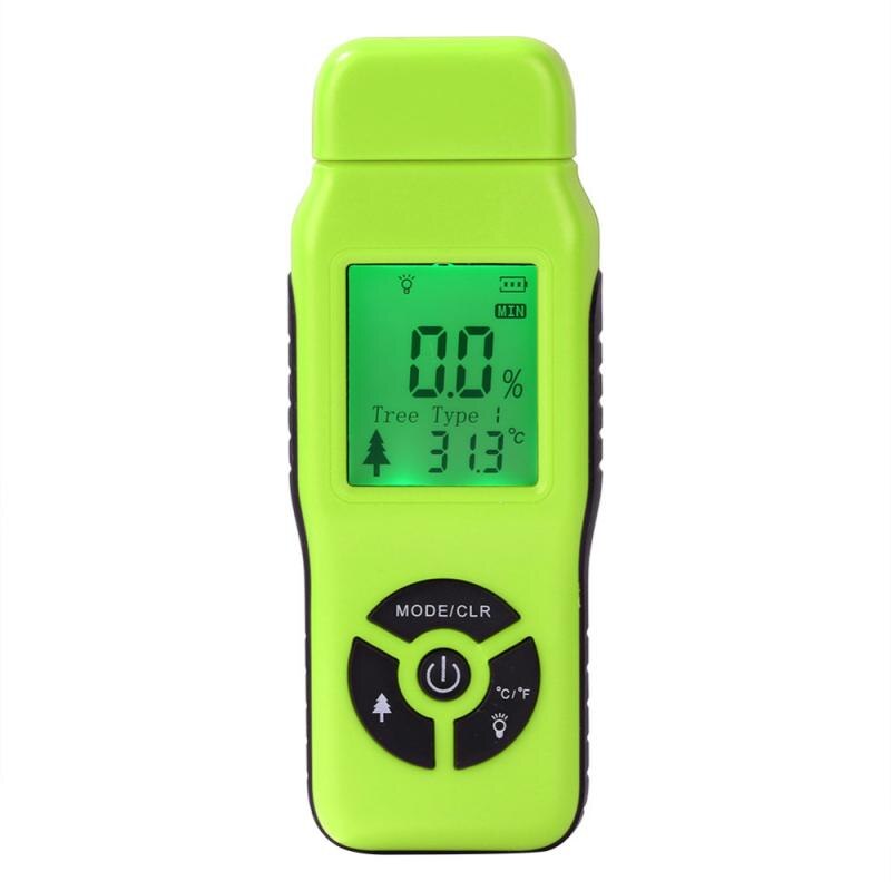 Handheld Digital Wood Moisture Meter Paper Humidity Tester Wall Hygrometer Timber Damp Detector With LCD Display Probe: 2 green