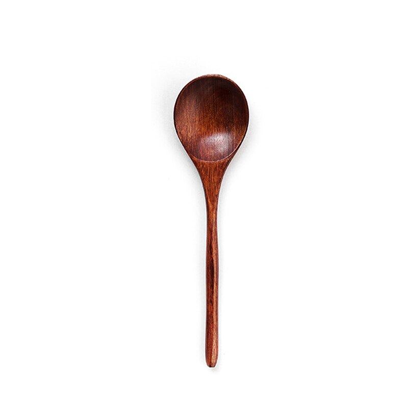 Long Handle Wooden Spoons Korean Style Natural Wood Round Spoons For Soup Cooking Mixing Stirring Kitchen Wood Soup Spoons^1: C