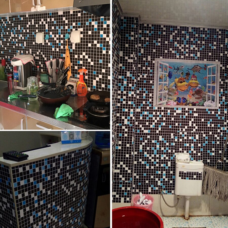 0.4 x 3m keukenkookplaat waterdichte kast zwarte zelfklevende muurstickers pvc hittebestendig behang badmozaïek sticker