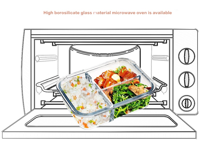 Korean style Lunch Box Glass Microwave Bento Box Food Storage Box school food containers with compartments for kids