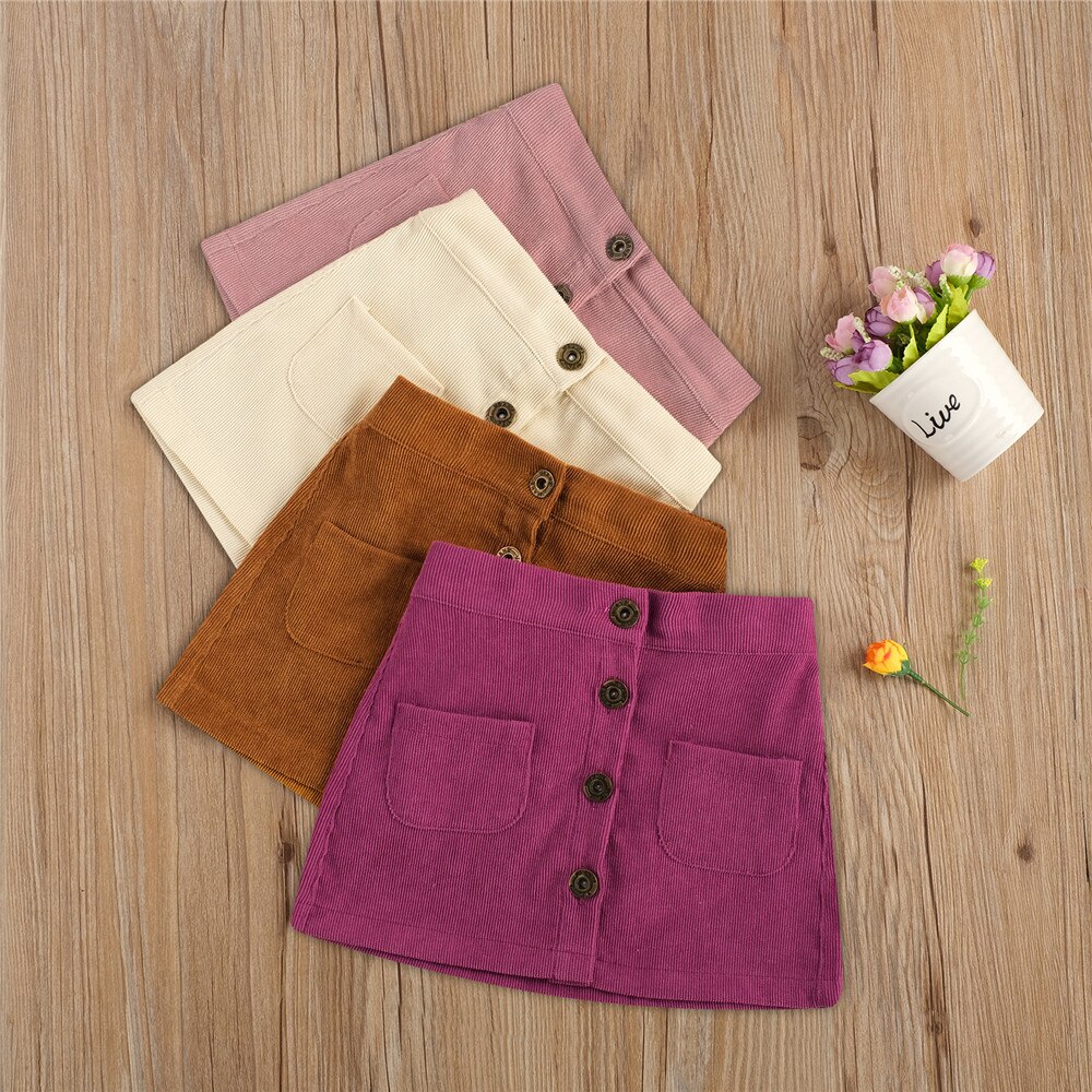 Wenazao Baby Peuter Kids Baby Meisjes Lente Herfst Mode Twee Zakken Kinderen Stijlvolle Corduroy Rok Club Party Dagelijkse Slijtage