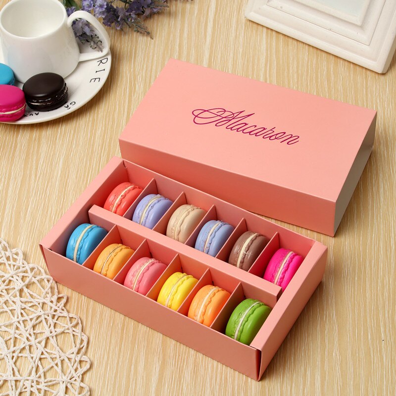 10 Pcs Weiß Macaron box mit Rosa Weiß Schwarz und Grün Dessert Macaron boxen gefälligkeiten und verpackung boxen für 12 macarons