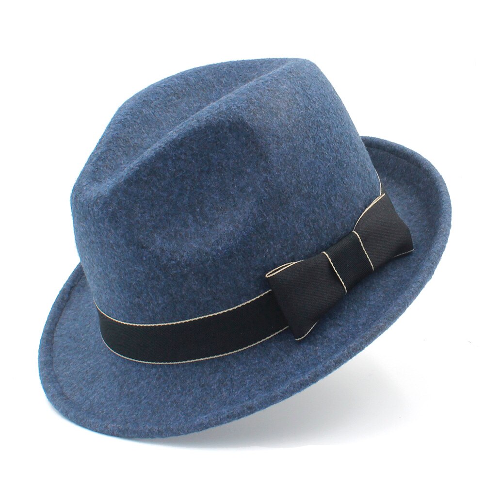 keusyoi Herfst en Winter Eenvoudige Wolvilt Grote Rand Fedora Hoed Mannen en Vrouwen Wollen Ketting Hoed Klassieke Jazz Hoed, Paars 1, 7 3/8 / 7 5/8