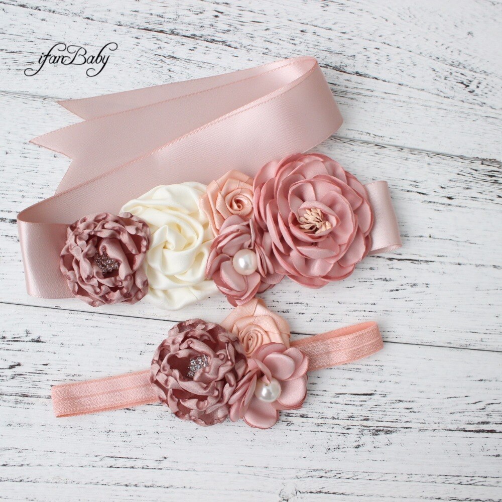 Moda queimar flor cinto menina mulher faixa cinto de casamento com flor bandana 1 conjunto