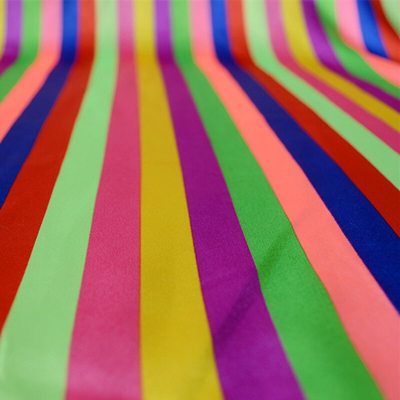 100x150 cm Polyester Satin Bunte Streifen Stoff DIY Kostüm Hochzeit Deco 1118