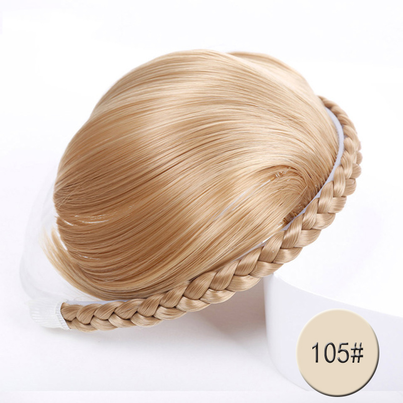HOUYAN, pelo recortado con flequillo, 7 cintas trenzadas, diadema sintética resistente a altas temperaturas, accesorios para el cabello