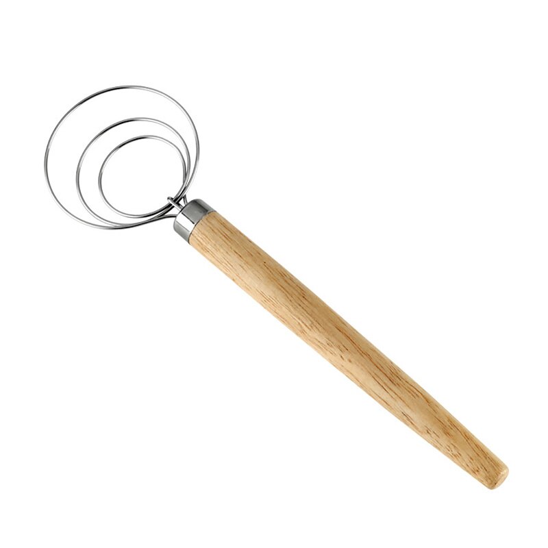 Batidor de huevos, agitador de bobina de harina, batidor danés, palo de madera de roble, manejo de la licuadora de cocina, batidor de huevos, herramientas manuales, utensilio mezclador de crema de huevo: 22.5 x 6 x 1.5 cm