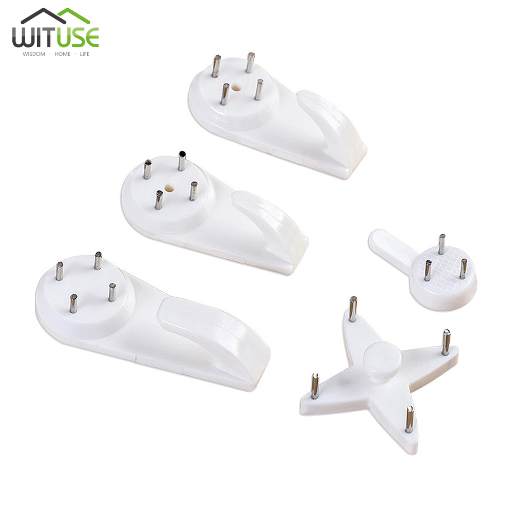 40PCS Multi Function White Photo Picture Wall Hooks Mount Clock Frame Plastic Invisibl Hanger Seamless Nail Hanging Home Decor