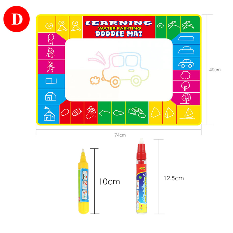 Alfombra de dibujo al agua de 74x49cm con bolígrafo mágico, tablero para garabatos, alfombra para pintar, juguetes educativos para niños: D mat with 2 pen