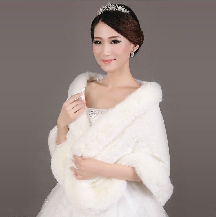 Châle fausse fourrure femme manteau de mariage ivoire veste de mariée