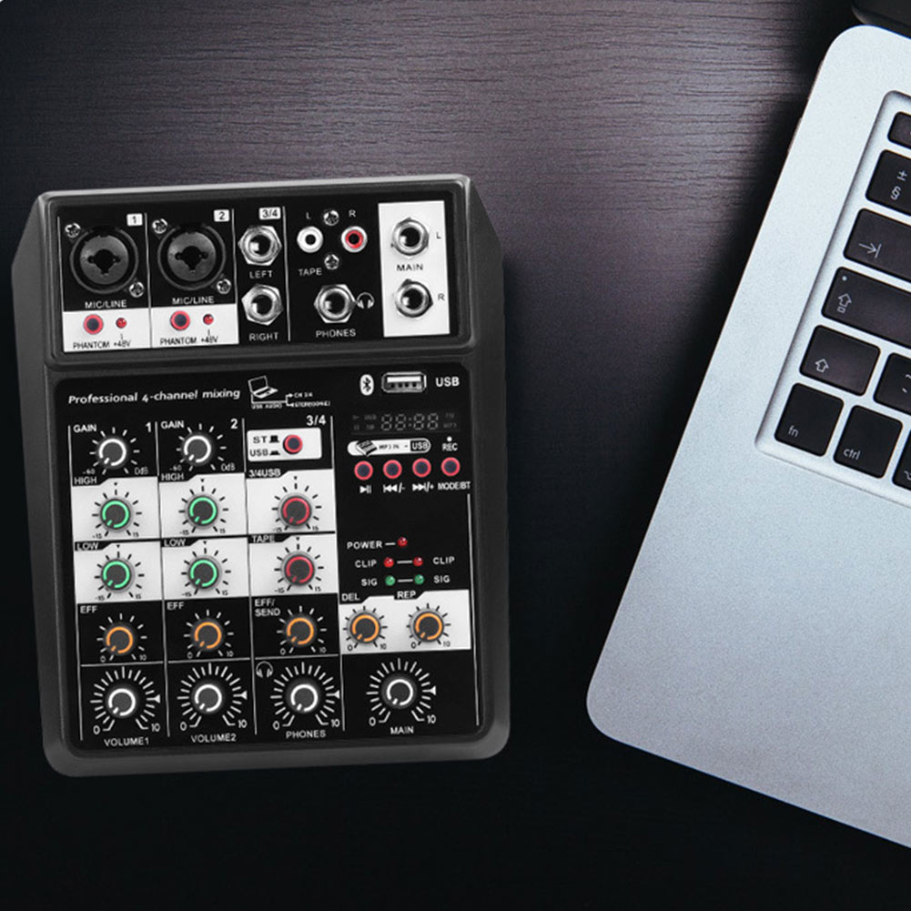 Compatible Multifunction Music Recording Party Sound Card Computer Home Audio Mixer Portable 4 Channel DJ