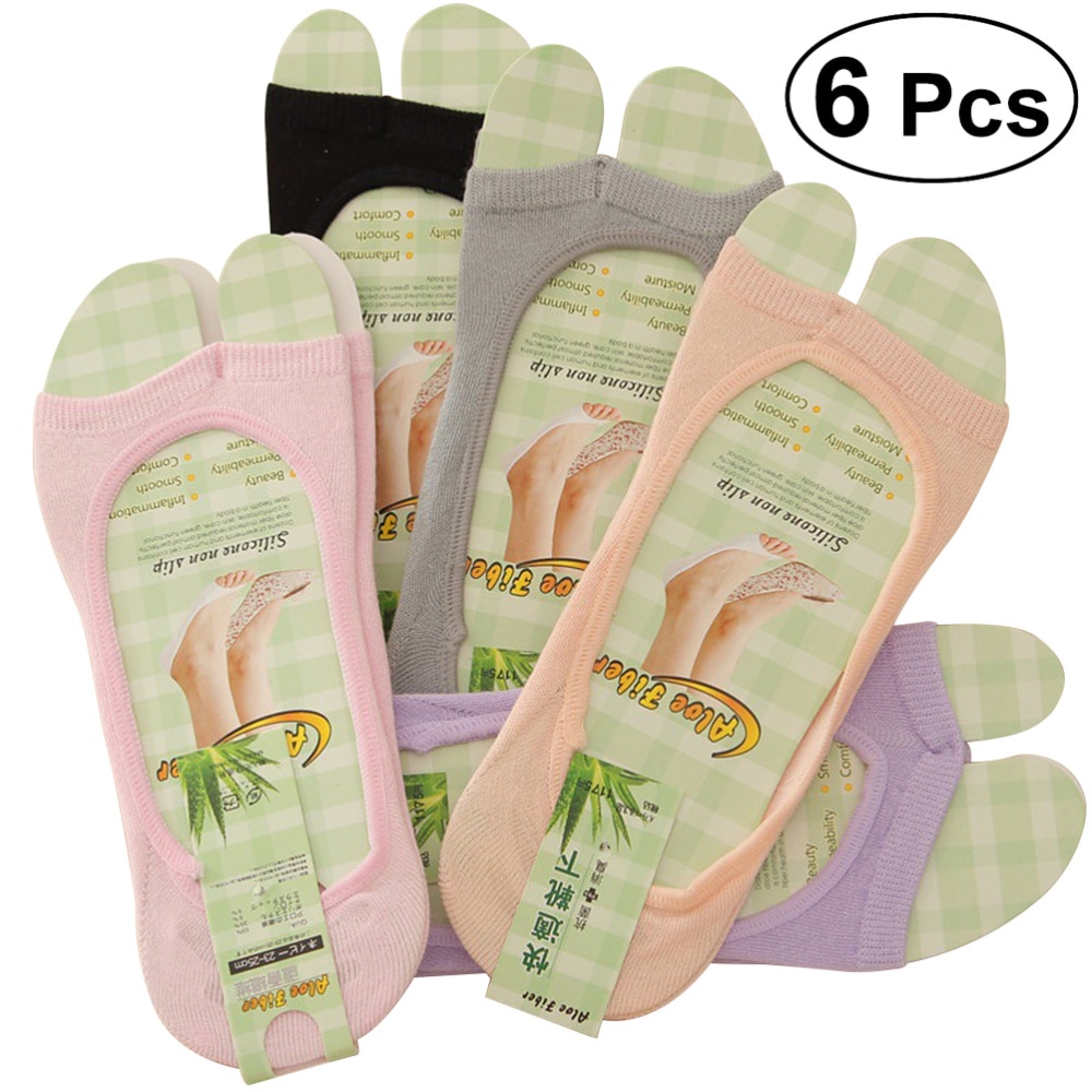 6 Pairs Toe Socks Durable Breathable Aloe Fiber Feet Protective Toeless Socks Invisible Toeless Sock for Ladies Girls: Default Title