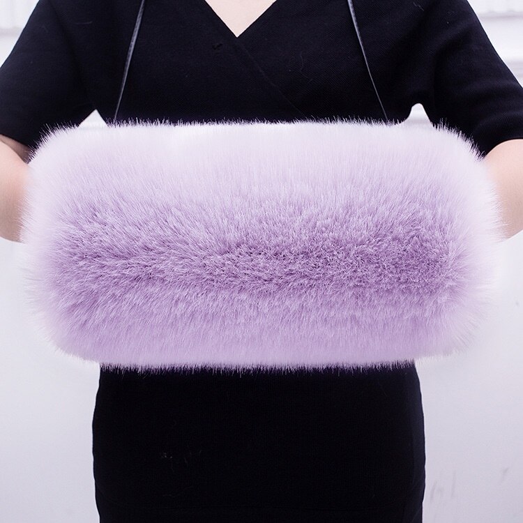 Naiveroo luksus damehandsker super blød imiteret pels muffe håndvarmer challenge handske vanter vinter nødvendig håndvarmer: Lavendel