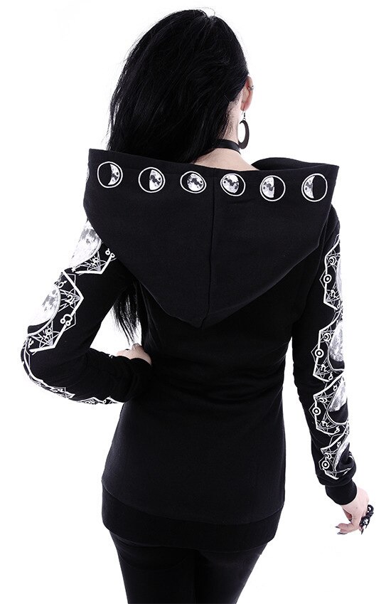 Punk Gothic Schwarz Hoodie Sweatshirt Frauen Plus Größe Tops Drucken Mit Kapuze Hipster Streetwear Frühjahr Große Größen Goth Mädchen Hoodies 5XL: 5XL / 02