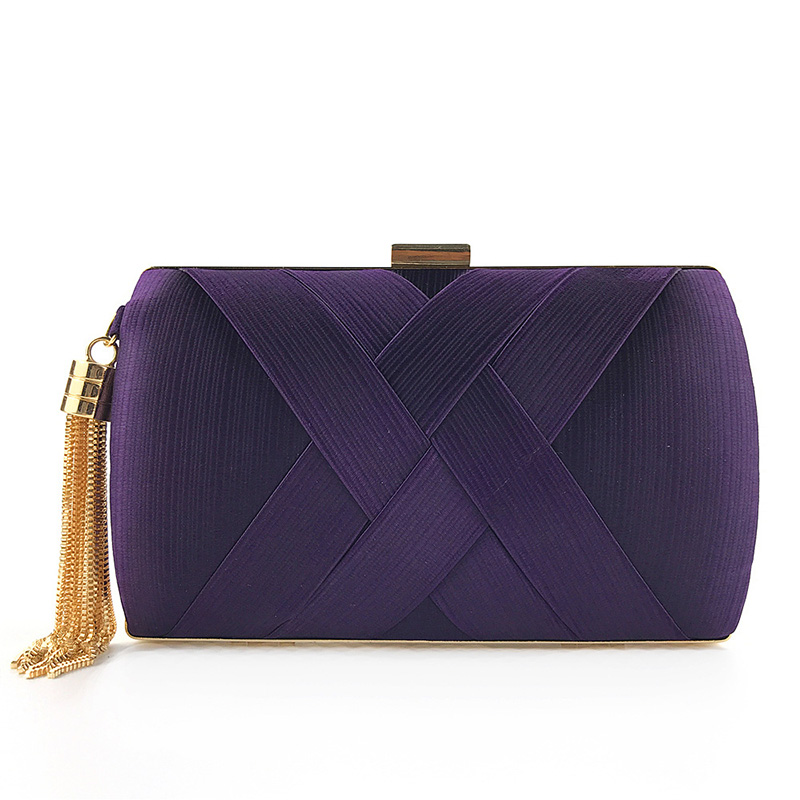 Metalen kwastje dames clutch tas breipatroon avondtas ketting handtas klassieke kleine bruiloft portemonnee  zd1190: Paars