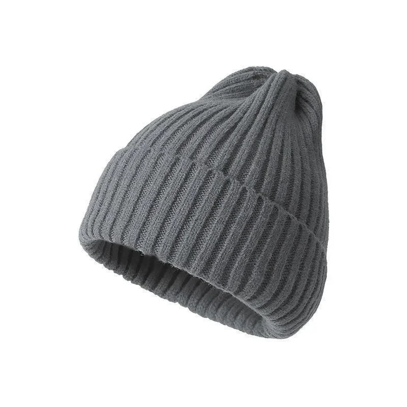 Gorro de invierno para mujeres, hombres, niños y niñas, gorro de ganchillo de Color sólido, gorros tejidos de otoño Unisex, gorros, accesorios salvajes: Gris