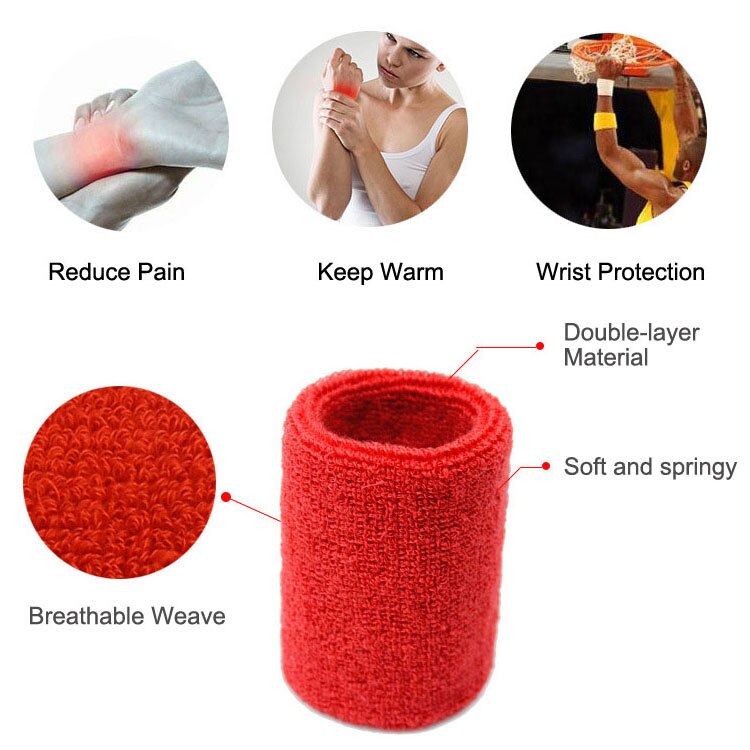 Donne Degli Uomini di Sport Fasce Spugna Polso Sudore Fasce per La Palestra per Il Fitness Tennis Squash Badminton Basket Polso Brace Support