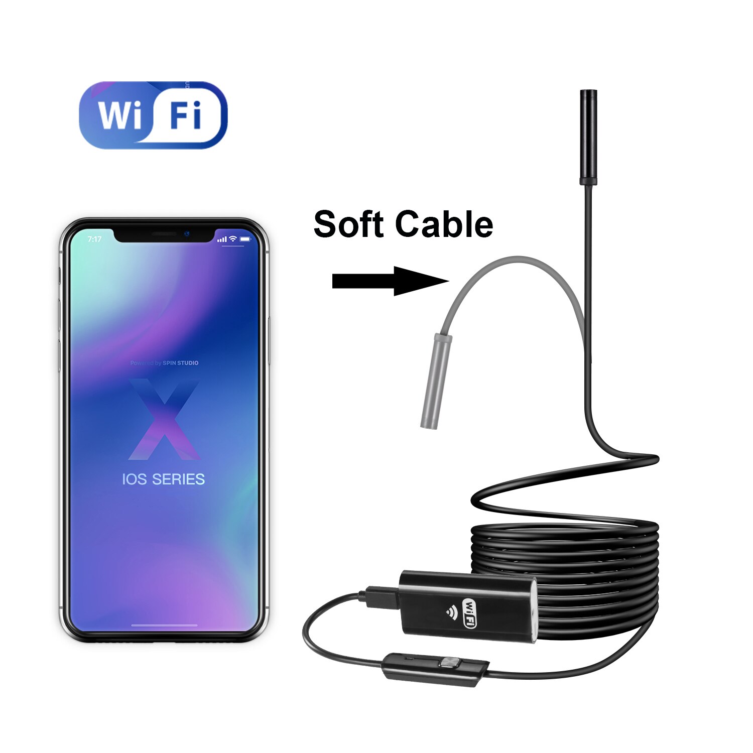 Wifi Endoscoop Camera 8Mm Hd Wireless Inspectie Camera Endoscop 2M 3.5M 5M Flexibele Wifi Endoscoop Camera voor Android Ios: 3.5 M / Soft Cable