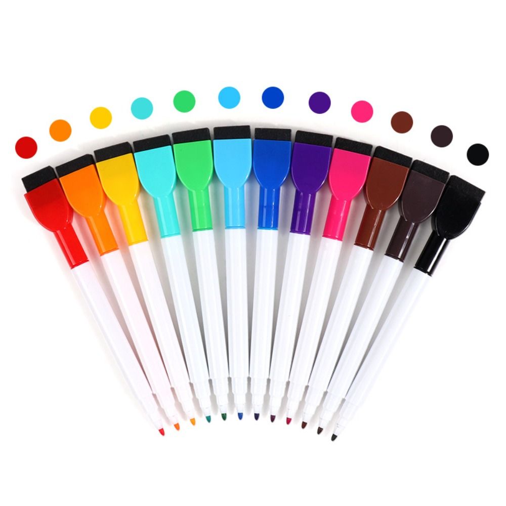 Portable Colorful Whiteboard Marker Magneticless Waterborne Brush Water Color Pens Erasable Multifunction Marker Pen Fridge
