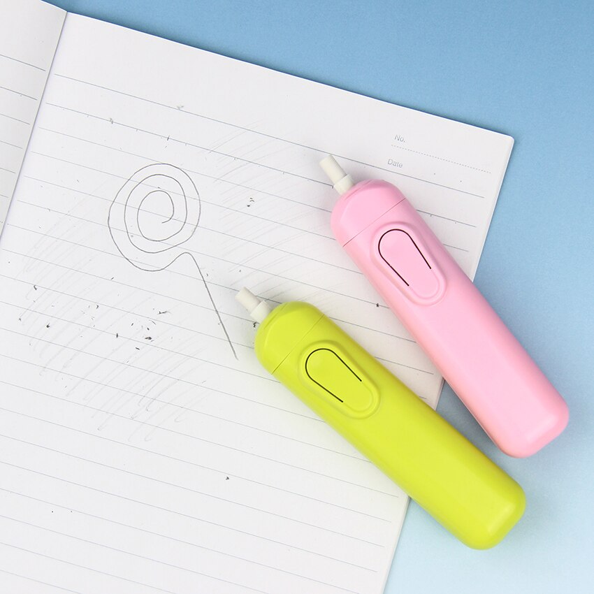 1PC Cute 4 Color Electric Eraser Kit Automatic School Supplies Stationery With 20 Refills
